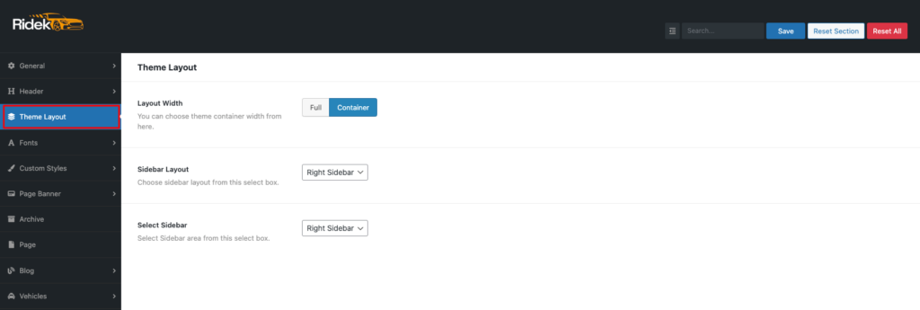 Theme Layout – Ridek